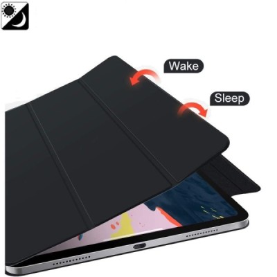 Apple iPad Pro 11 (2022 / 2021 / 2020 / 2018 / Air 4 2020) Leather Smart Cover juodas atverčiamas dėklas | Priedai.lt