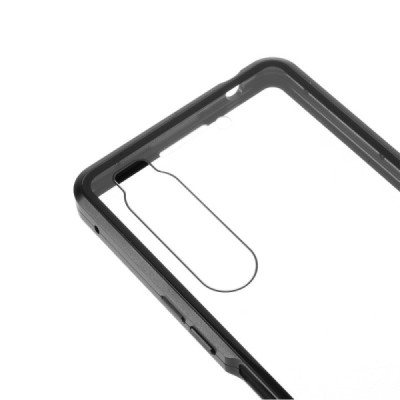 Sony Xperia 1 II Frame skaidrus (permatomas) magnetinis dvigubas plastikinis dėklas | Priedai.lt