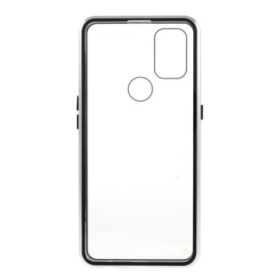 OnePlus Nord N10 5G Frame skaidrus (permatomas) magnetinis dvigubas plastikinis dėklas | Priedai.lt