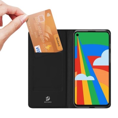 „Dux Ducis“ Skin serijos Google Pixel 5 juodas odinis atverčiamas dėklas | Priedai.lt