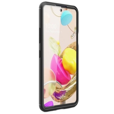 LG K42 „Carbon“ kieto silikono TPU juodas dėklas - nugarėlė | Priedai.lt