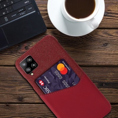 „KSQ“ Shell Samsung Galaxy A42 5G raudonas odinis dėklas - nugarėlė su kišenėle kortelėms | Priedai.lt