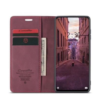 Xiaomi Mi 10T (Mi 10T Pro) CaseMe Retro solidus atverčiamas bordo odinis dėklas - knygutė | Priedai.lt