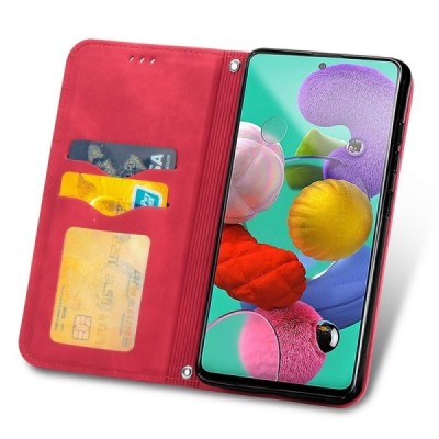 Samsung Galaxy A51 (A515) „Split“ raudonas odinis atverčiamas dėklas - knygutė | Priedai.lt