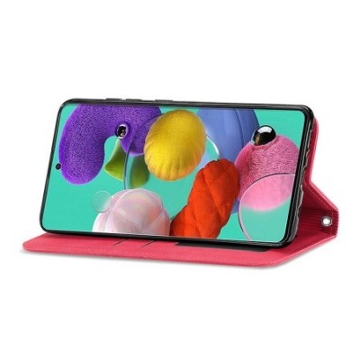 Samsung Galaxy A51 (A515) „Split“ raudonas odinis atverčiamas dėklas - knygutė | Priedai.lt