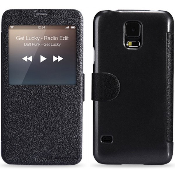 „Nillkin“ Fresh atverčiamas dėklas - juodas (Galaxy S5 / S5 Neo)