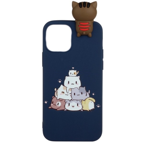 „Squezy“ Cats kieto silikono (TPU) dėklas - mėlynas (iPhone 12 Mini)
