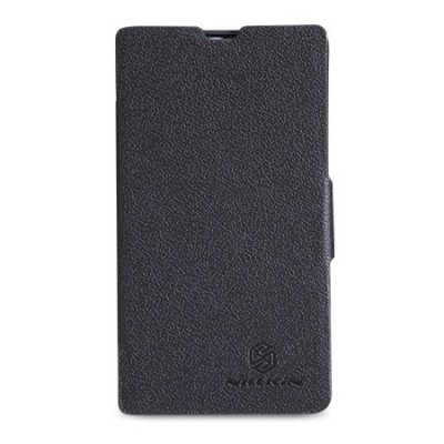 Nokia Lumia 520 juodas odinis atverčiamas Nillkin Fresh dėklas / Priedai.lt