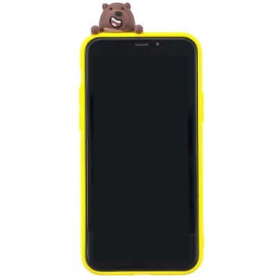 Apple iPhone 11 Pro „Squezy“ Bear kieto silikono TPU geltonas dėklas - nugarėlė | Priedai.lt