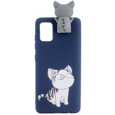 Samsung Galaxy A41 (A415F) „Squezy“ Cat kieto silikono TPU mėlynas dėklas - nugarėlė | Priedai.lt