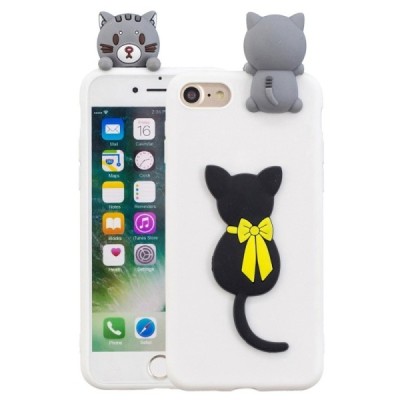 Apple iPhone 7 (iPhone 8, SE 2020) „Squezy“ Cat kieto silikono TPU baltas dėklas - nugarėlė | Priedai.lt
