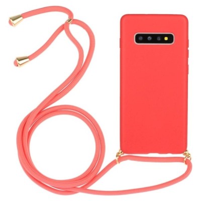 Samsung Galaxy S10 (G973) Strap kieto silikono TPU rožinis dėklas - nugarėlė | Priedai.lt