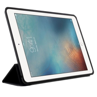 Apple iPad Pro 9.7" klasikinis atverčiamas juodas odinis dėklas | Priedai.lt