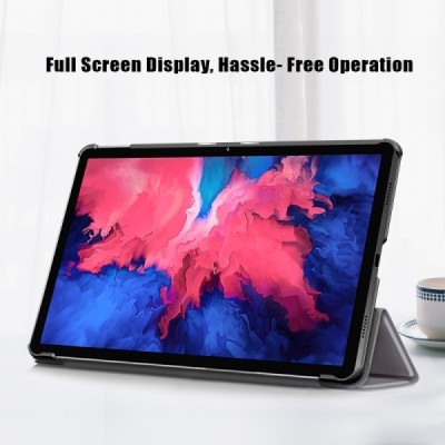 Lenovo Tab P11 11" (J606F) atverčiamas pilkas odinis dėklas (sulankstomas) | Priedai.lt