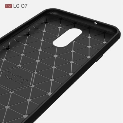 LG Q7 kieto silikono TPU juodas dėklas - nugarėlė | Priedai.lt