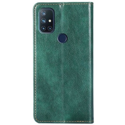 Solidus OnePlus Nord N10 5G žalias odinis atverčiamas dėklas | Priedai.lt