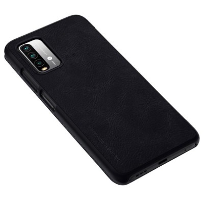 Prabangus „Nillkin“ Qin serijos juodas odinis atverčiamas Xiaomi Redmi 9T 5G dėklas | Priedai.lt