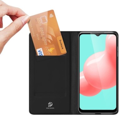 Dux Ducis Skin serijos Samsung Galaxy A32 5G juodas odinis atverčiamas dėklas | Priedai.lt