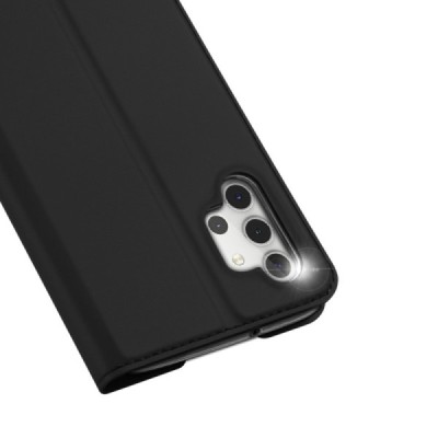 Dux Ducis Skin serijos Samsung Galaxy A32 5G juodas odinis atverčiamas dėklas | Priedai.lt
