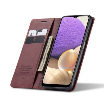 Samsung Galaxy A32 5G CaseMe Retro solidus atverčiamas bordo odinis dėklas - knygutė | Priedai.lt