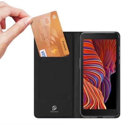 „Dux Ducis“ Skin serijos Samsung Galaxy Xcover 5 (G525) juodas odinis atverčiamas dėklas | Priedai.lt