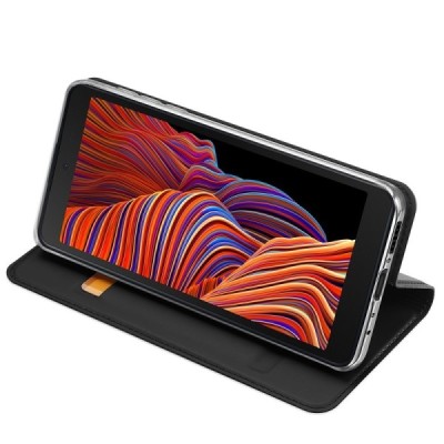 „Dux Ducis“ Skin serijos Samsung Galaxy Xcover 5 (G525) juodas odinis atverčiamas dėklas | Priedai.lt