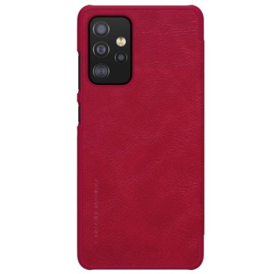 Prabangus „Nillkin“ Qin serijos raudonas odinis atverčiamas Samsung Galaxy A52 5G (A526B) dėklas | Priedai.lt