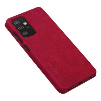 Prabangus „Nillkin“ Qin serijos raudonas odinis atverčiamas Samsung Galaxy A52 5G (A526B) dėklas | Priedai.lt