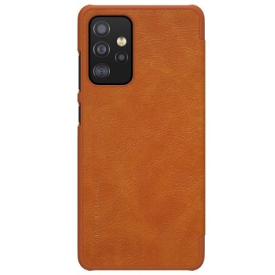 Prabangus „Nillkin“ Qin serijos rudas odinis atverčiamas Samsung Galaxy A52 5G (A526B) dėklas | Priedai.lt