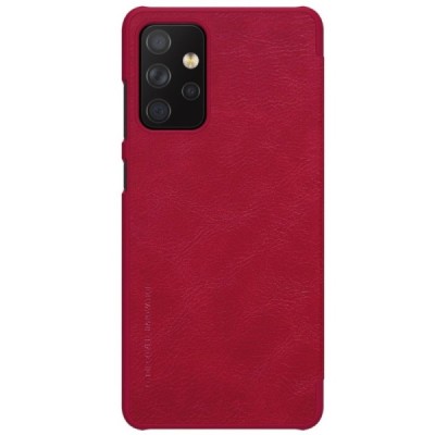 Prabangus „Nillkin“ Qin serijos raudonas odinis atverčiamas Samsung Galaxy A72 5G (A726B) dėklas | Priedai.lt