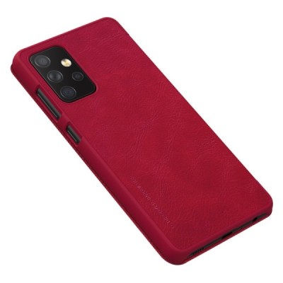 Prabangus „Nillkin“ Qin serijos raudonas odinis atverčiamas Samsung Galaxy A72 5G (A726B) dėklas | Priedai.lt