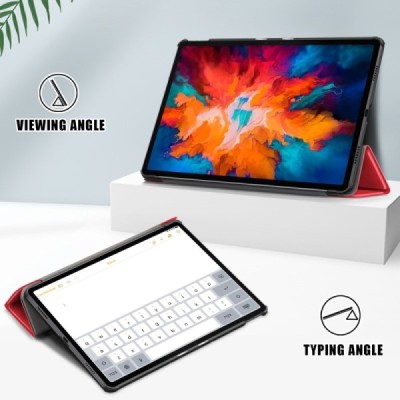 Lenovo Tab P11 Pro 11.5" (J706F) atverčiamas raudonas odinis dėklas (sulankstomas) | Priedai.lt