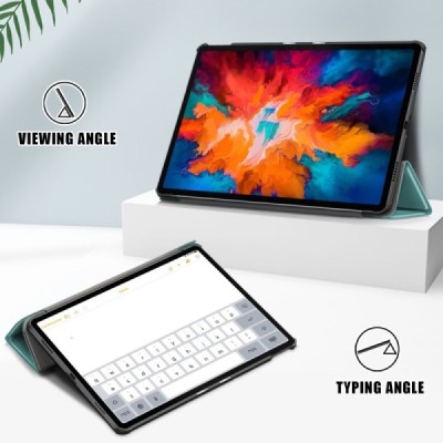 Lenovo Tab P11 Pro 11.5" (J706F) atverčiamas žalias odinis dėklas (sulankstomas) | Priedai.lt