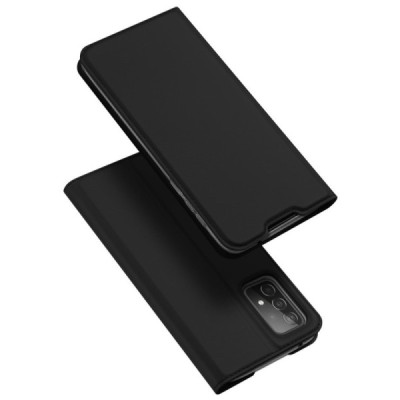 Dux Ducis Skin serijos Samsung Galaxy A52 5G (A526B, A525F, A528B) juodas odinis atverčiamas dėklas | Priedai.lt