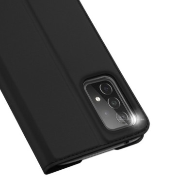Dux Ducis Skin serijos Samsung Galaxy A52 5G (A526B, A525F, A528B) juodas odinis atverčiamas dėklas | Priedai.lt