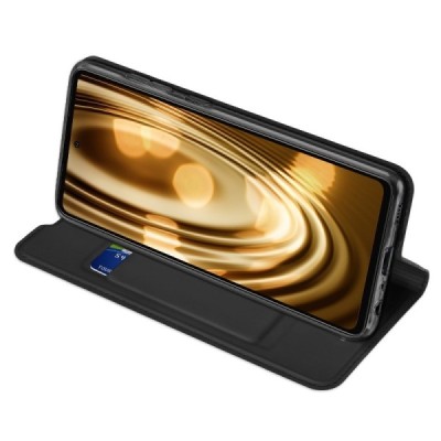 Dux Ducis Skin serijos Samsung Galaxy A72 5G (A726B, A725F) juodas odinis atverčiamas dėklas | Priedai.lt