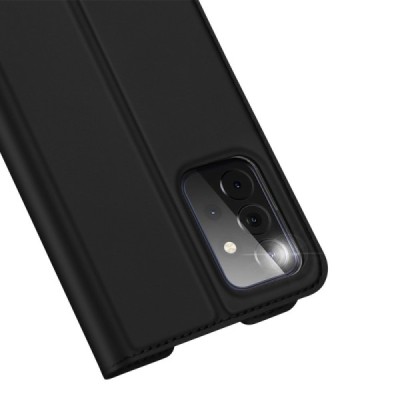 Dux Ducis Skin serijos Samsung Galaxy A72 5G (A726B, A725F) juodas odinis atverčiamas dėklas | Priedai.lt
