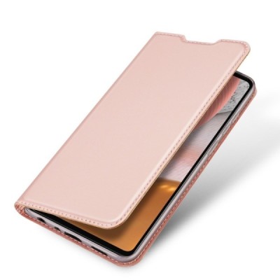 Dux Ducis Skin serijos Samsung Galaxy A72 5G (A726B, A725F) rožinis odinis atverčiamas dėklas | Priedai.lt