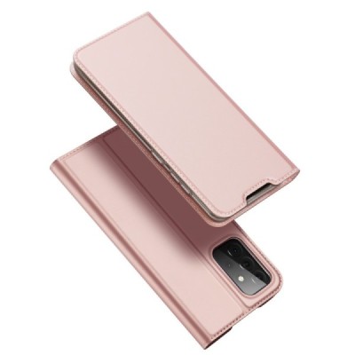 Dux Ducis Skin serijos Samsung Galaxy A72 5G (A726B, A725F) rožinis odinis atverčiamas dėklas | Priedai.lt