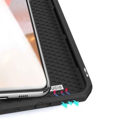 Dux Ducis Skin X serijos Samsung Galaxy A72 5G (A726B, A725F) juodas odinis atverčiamas dėklas | Priedai.lt