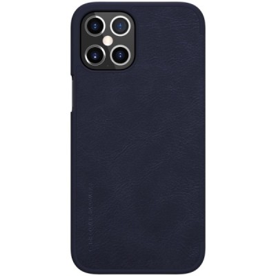 Prabangus „Nillkin“ Qin serijos tamsiai mėlynas odinis atverčiamas Apple iPhone 12 Pro Max dėklas | Priedai.lt