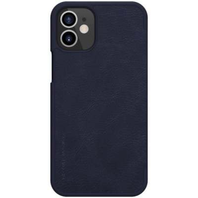 Prabangus „Nillkin“ Qin serijos tamsiai mėlynas odinis atverčiamas Apple iPhone 12 Mini dėklas | Priedai.lt