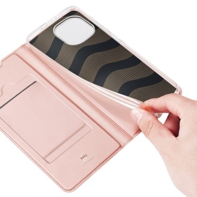 Dux Ducis Skin serijos Xiaomi Mi 11 rožinis odinis atverčiamas dėklas | Priedai.lt