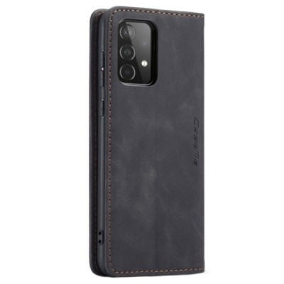 Samsung Galaxy A52 5G (A526B, A525F) CaseMe Retro solidus atverčiamas juodas odinis dėklas - knygutė | Priedai.lt