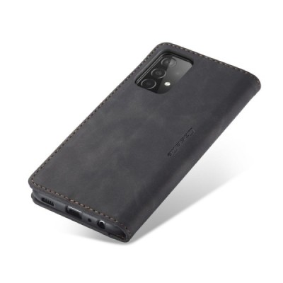 Samsung Galaxy A52 5G (A526B, A525F) CaseMe Retro solidus atverčiamas juodas odinis dėklas - knygutė | Priedai.lt
