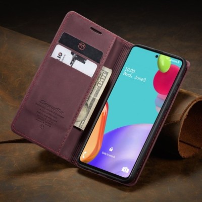 Samsung Galaxy A52 5G (A526B, A525F) CaseMe Retro solidus atverčiamas bordo odinis dėklas - knygutė | Priedai.lt