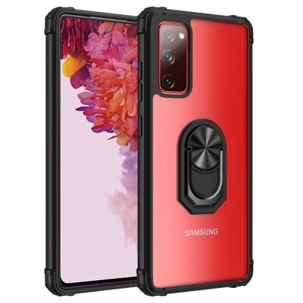 „Fashion“ Kickstand kieto silikono (TPU) dėklas - skaidrus / juodas (Galaxy A52 / A52s)