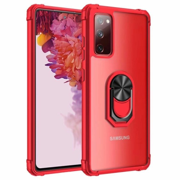 „Fashion“ Kickstand kieto silikono (TPU) dėklas - skaidrus / raudonas (Galaxy A52 / A52s)