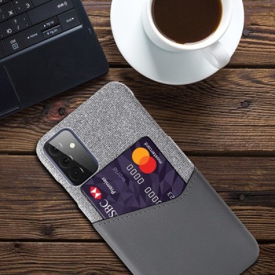 „KSQ“ Shell Samsung Galaxy A72 (A726B, A725F) pilkas odinis dėklas - nugarėlė su kišenėle kortelėms | Priedai.lt