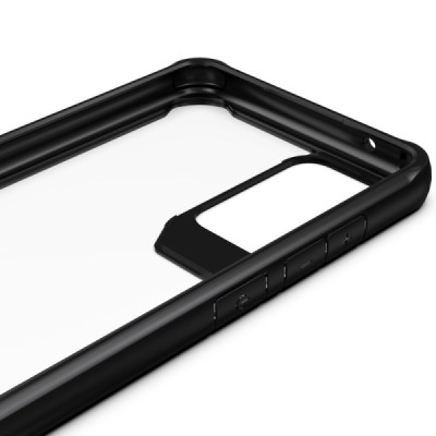 Samsung Galaxy A72 (A726B, A725F) Fashion skaidrus juodos spalvos apvadais kieto silikono (TPU) dėklas | Priedai.lt